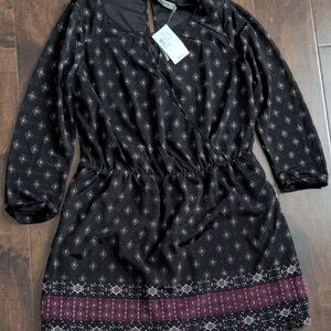 Ricki's Black and Purple Geometric Long Sleeve Dress